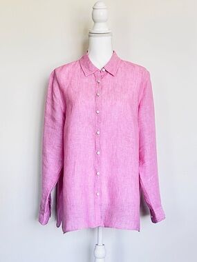 Talbots Pink Linen Button Down Shirt XLP